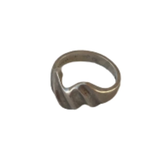 Vintage Sterling Silver Wave Grunge Statement Ring - Picture 8 of 8